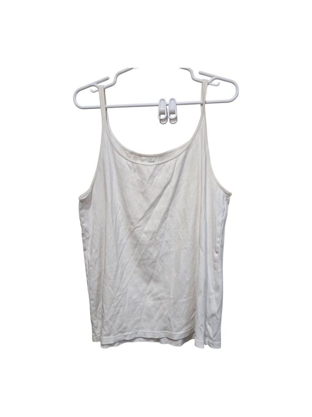 J Crew White Ribbed Tank Top 2X Cotton Scoop Neck Basic